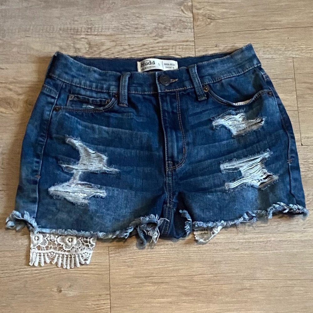 MUDD FLX Stretch High Rise Shortie Shorts Size 5 W 27
